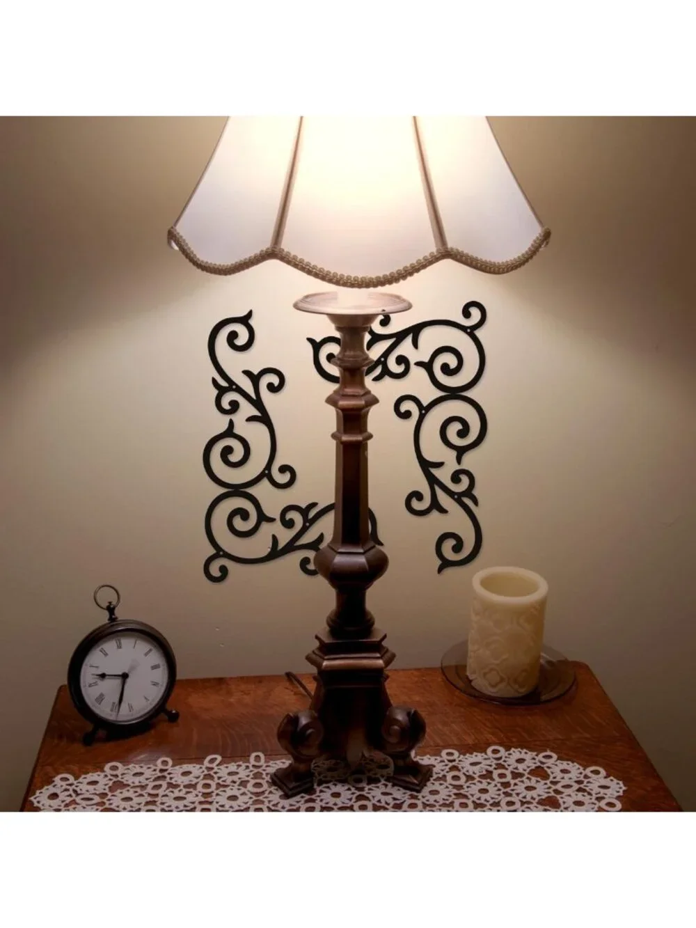 Rustic 4-Piece Metal Scroll Wall Decor | Antique Wrought Iron Medallion Set